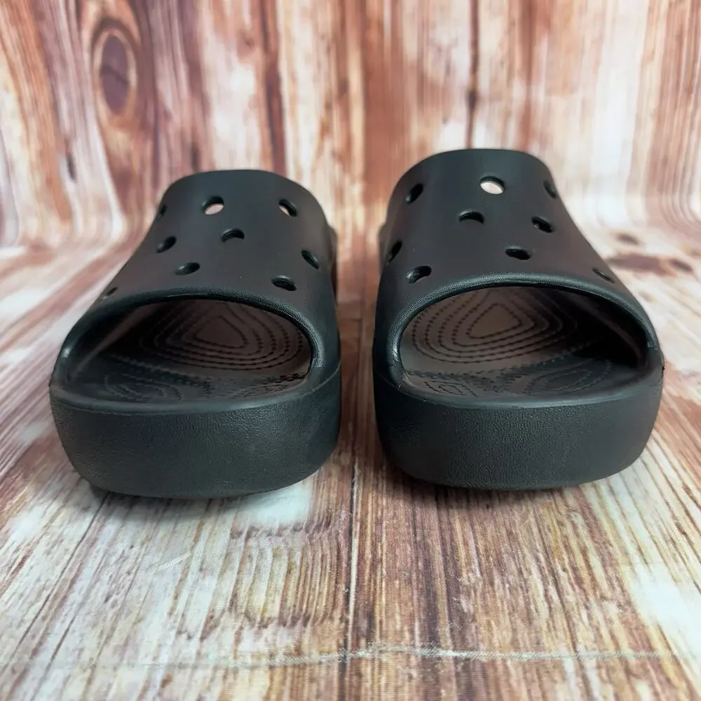 Crocs Classic Platform Wedge Womens Size 6 Black Slide Sandals Open Toe Shoes - Picture 2 of 9